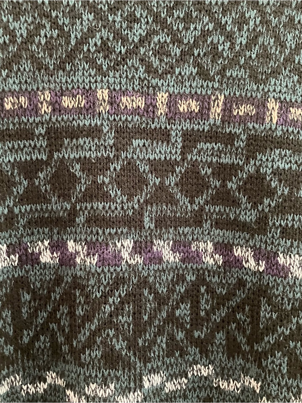 Vintage Windridge Crewneck Knit Sweater Men’s Small Teal Black Geometric - Picture 3 of 8